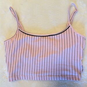 La Vie en Rose Cotton Crop Cami - Pink and black striped